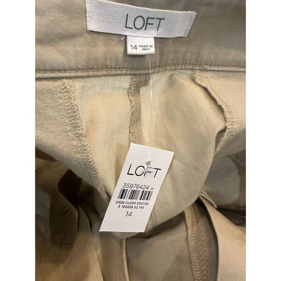 NWT LOFT 2024 Poplin Super Wide Leg Pants Toasted Beige Tan Khaki Womens Size 14 - Picture 7 of 11